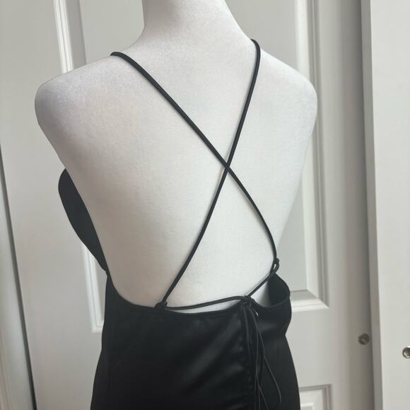 NWT Bella Barnett Women’s Black Slip Dress L Formal Wedding Guest Black Tie Sexy - Picture 5 of 12